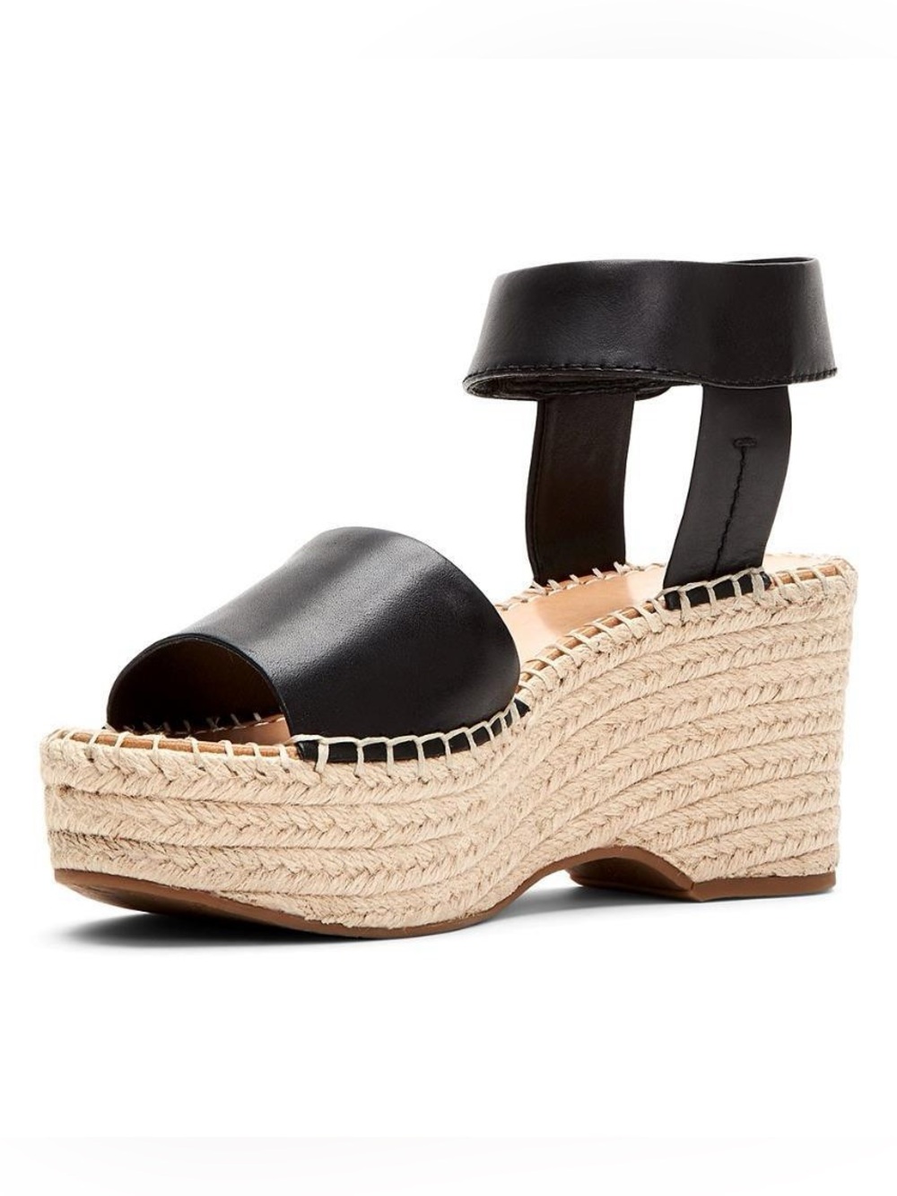 NWT Frye and Co Leather Amber Espadrille Wedge Frye in Black 5.5 Platform Boho
